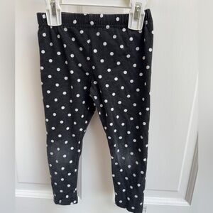 Disney Minnie Mouse 3T Girls Black and White Polka Dot Leggings Pants